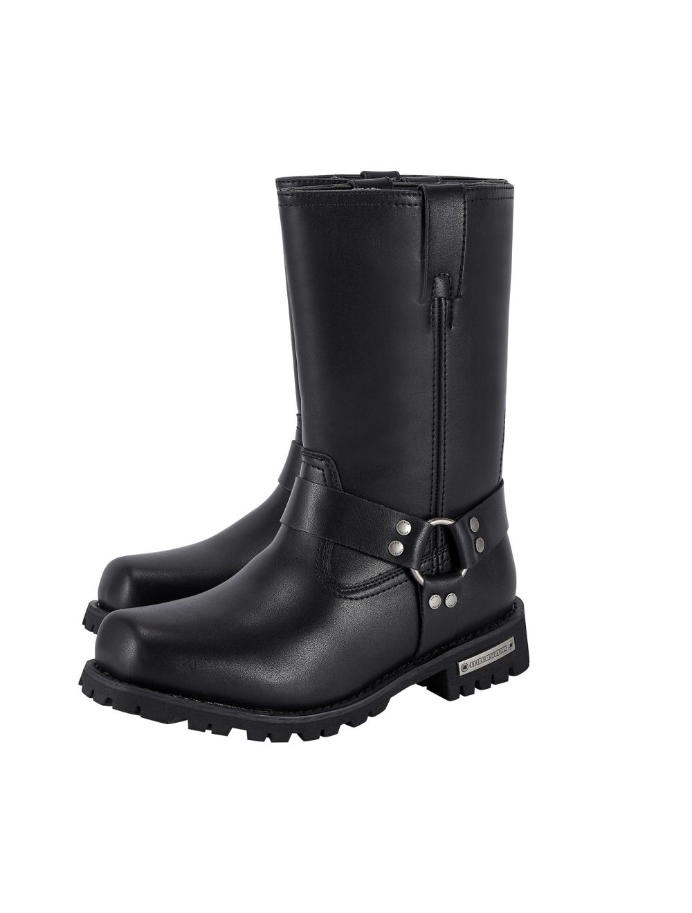 Dream Apparel Men's Motorcycle Riding Mid Calf Biker Boots Square Toe Waterproof Black PU Leather