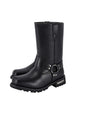 Dream Apparel Men's Motorcycle Riding Mid Calf Biker Boots Square Toe Waterproof Black PU Leather