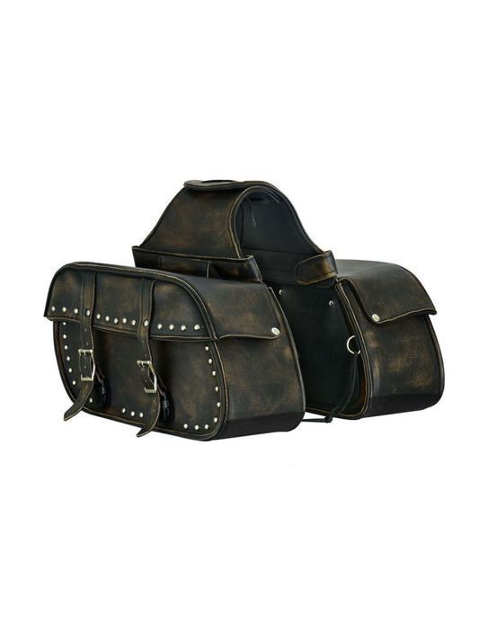 Dream Apparel Genuine Distressed Brown Naked Cowhide Leather Saddlebag